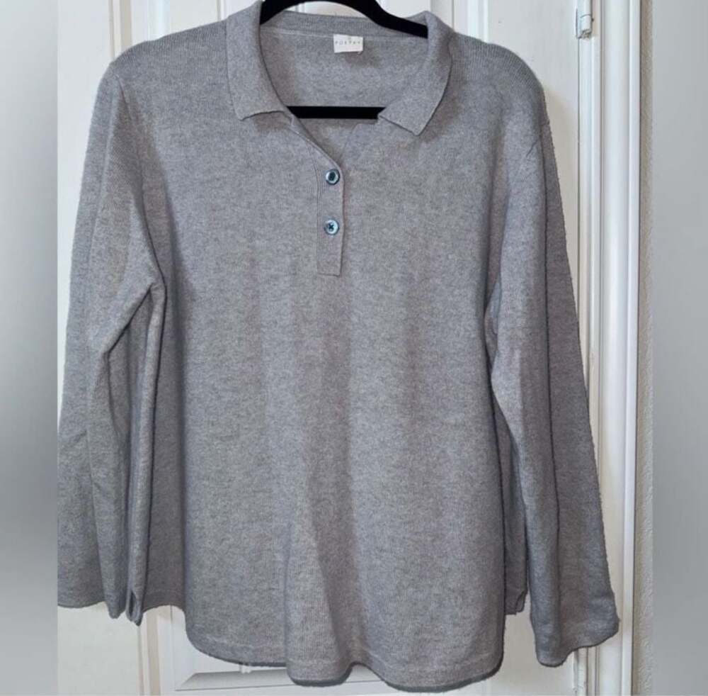 Poetry Grey Cashmere Polo Neck Long Sleeve Sweater